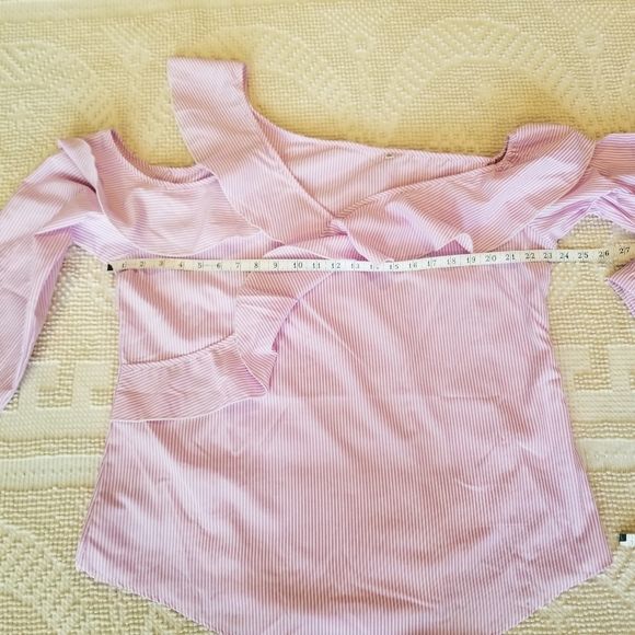 Pink and White Off shoulder/cold Shoulder Blouse - Picture 9 of 16